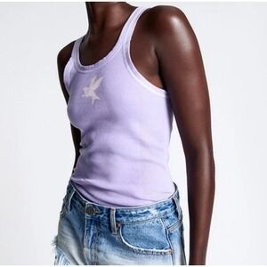 One Teaspoon NEW Bower Rib Bird Singlet in Lavender Size‎ Large